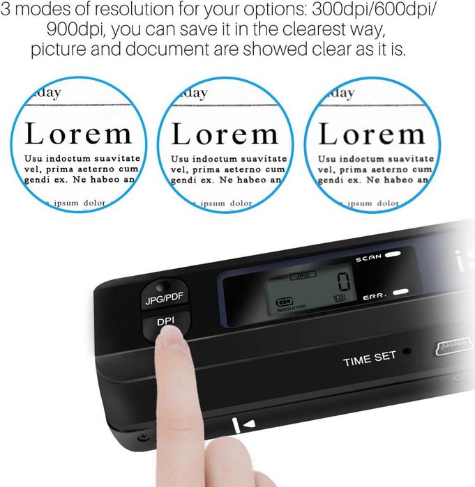 Scanner portabil A4, 900 dpi, scanare JPEG/PDF, gri,sigilat