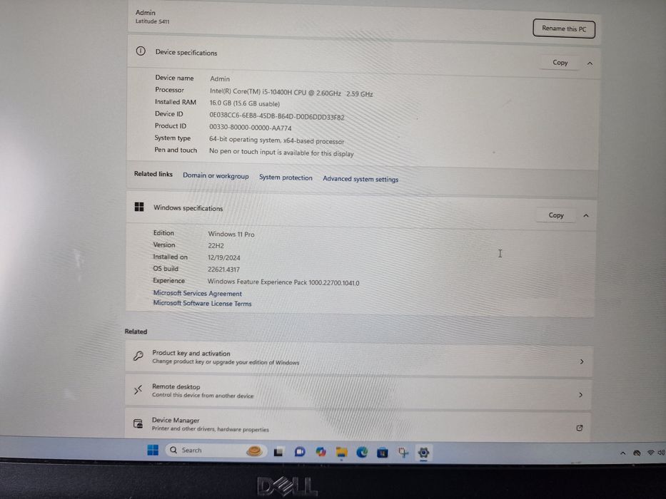 Laptop Dell Latitude 5411, i5 2.6 Ghz, 16gb, SSD M2 512GB