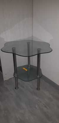 Стеклянный двухярусный стол столик