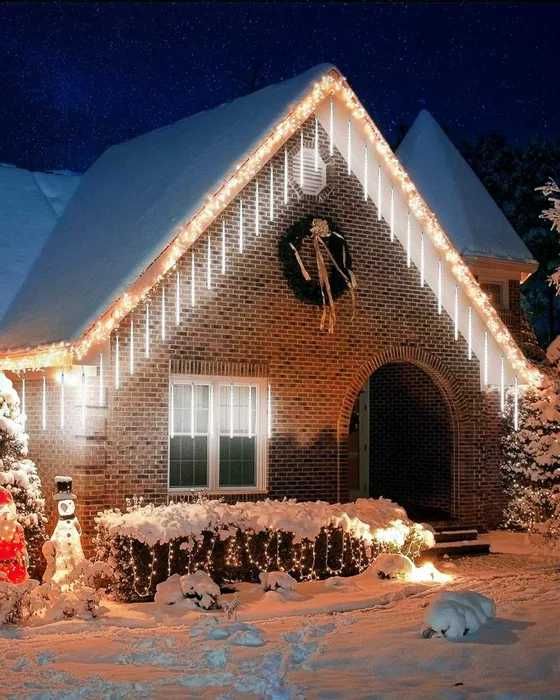 Многоцветен падащ сняг коледни лампи