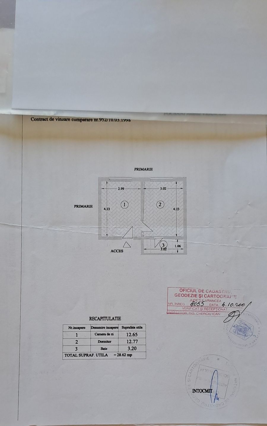 De vânzare garsoniera 29 m et 3/4 ,Focșani str.Magazia Gari