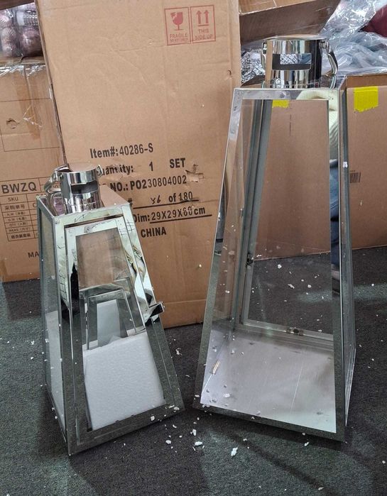 Set 3 felinare TRIROCKS, 54 - 40 - 27.5 cm, otel inoxidabil, argintiu