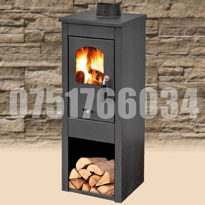 Soba Semineu Lemne Usa Sticla  5-7kw Incalzire Camera LIVRARE GRATUITA