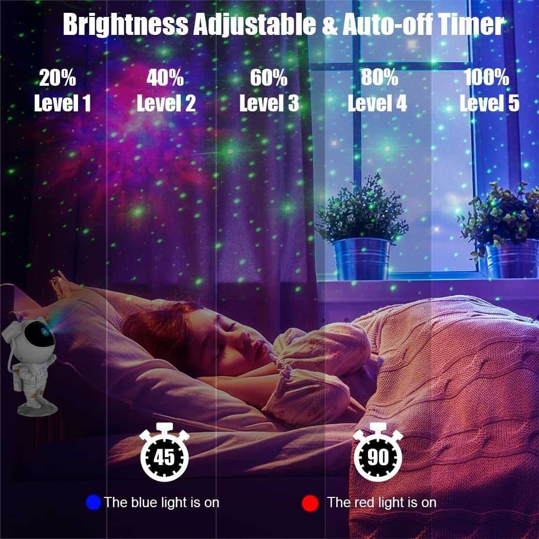 Детски астронавт звезден проектор Galaxy Light с таймер и дистанционно