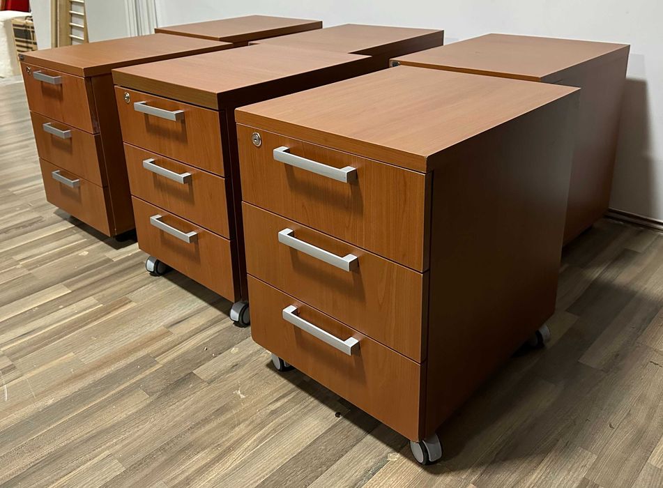 Rollbox cu 3 sertare; Mic Dulap pe rotile pentru birou; PAL