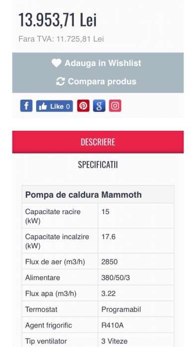 Pompa caldura Mamouth (Unique,Orris)