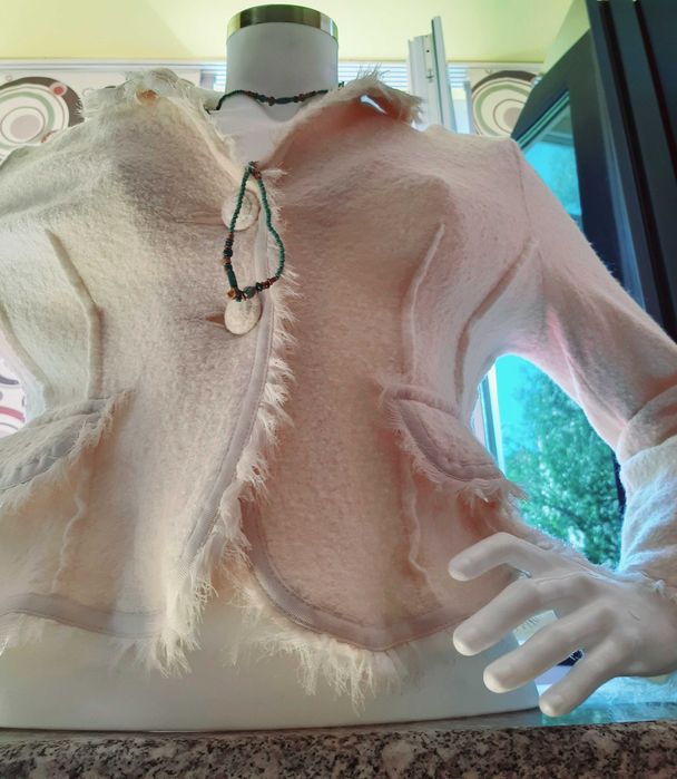 Sacou fain de primăvară, modern, până în talie, lâniță, mărimea L