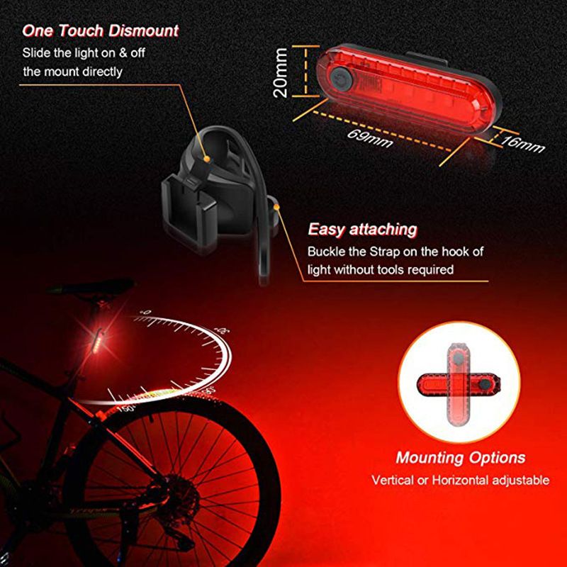 Lanterna Led Bicicleta Trotineta Reincarcabila usb fata spate blink