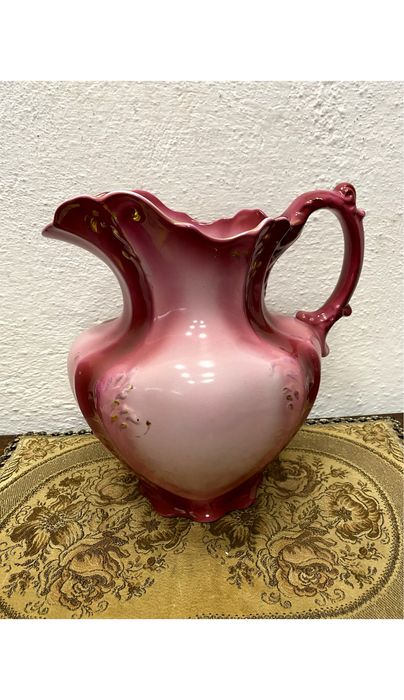 Винтидж голяма порцеланова кана Белгия розов градиент 1950те
