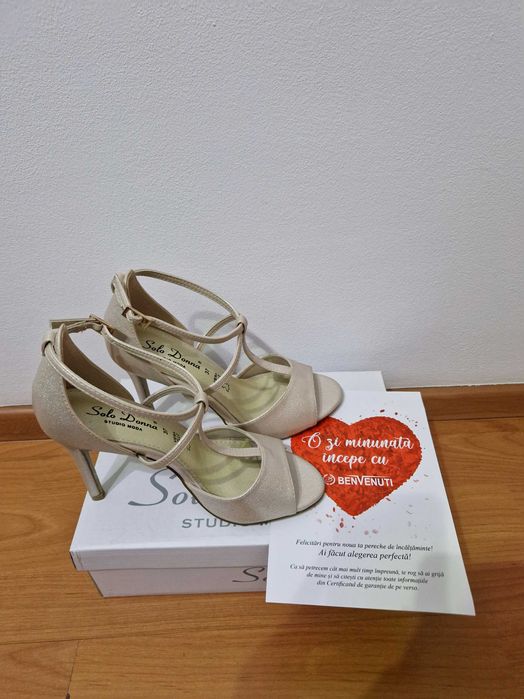 Sandale bej sidefat Benvenuti Solo Donna