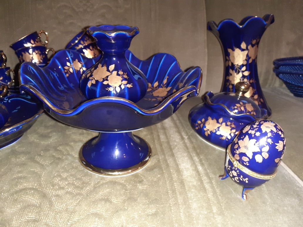 Set porțelan Bavaria cobalt cu aur 24k