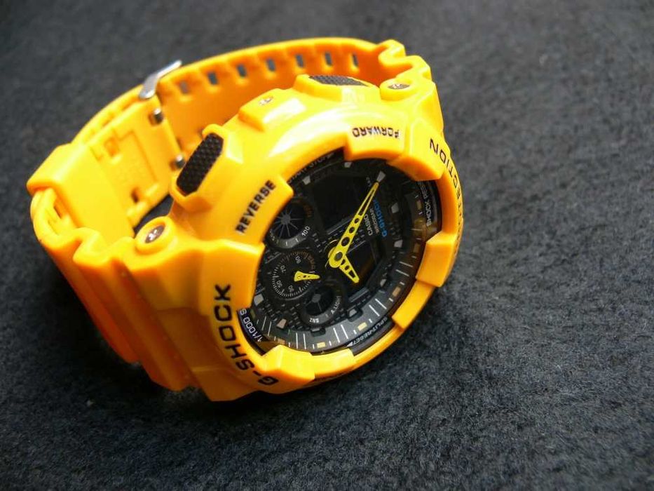 Ceas Sport CASIO G-SHOCK GA-100 YELLOW-Galben Lucios NOU 2025 !!!