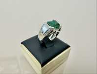 Inel aur alb 18k cu diamante si smarald columbian 3.5 CT