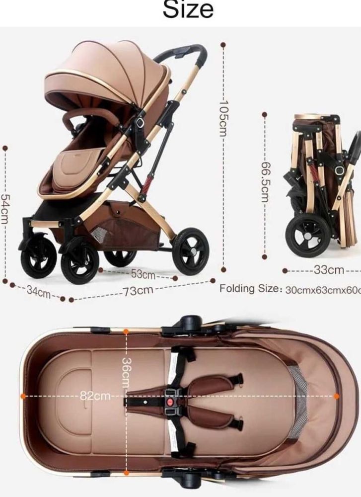 Carucior 2 in 1 Carut copii pliabil cu suspensii landou 0-36 luni