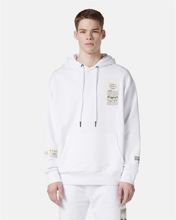 Мъжки суичър Iceberg White Relaxed Fit Cotton Hoodie
