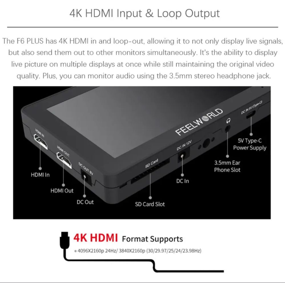 Накамерный монитор FEELWORLD F6 Plus СРОЧНО!