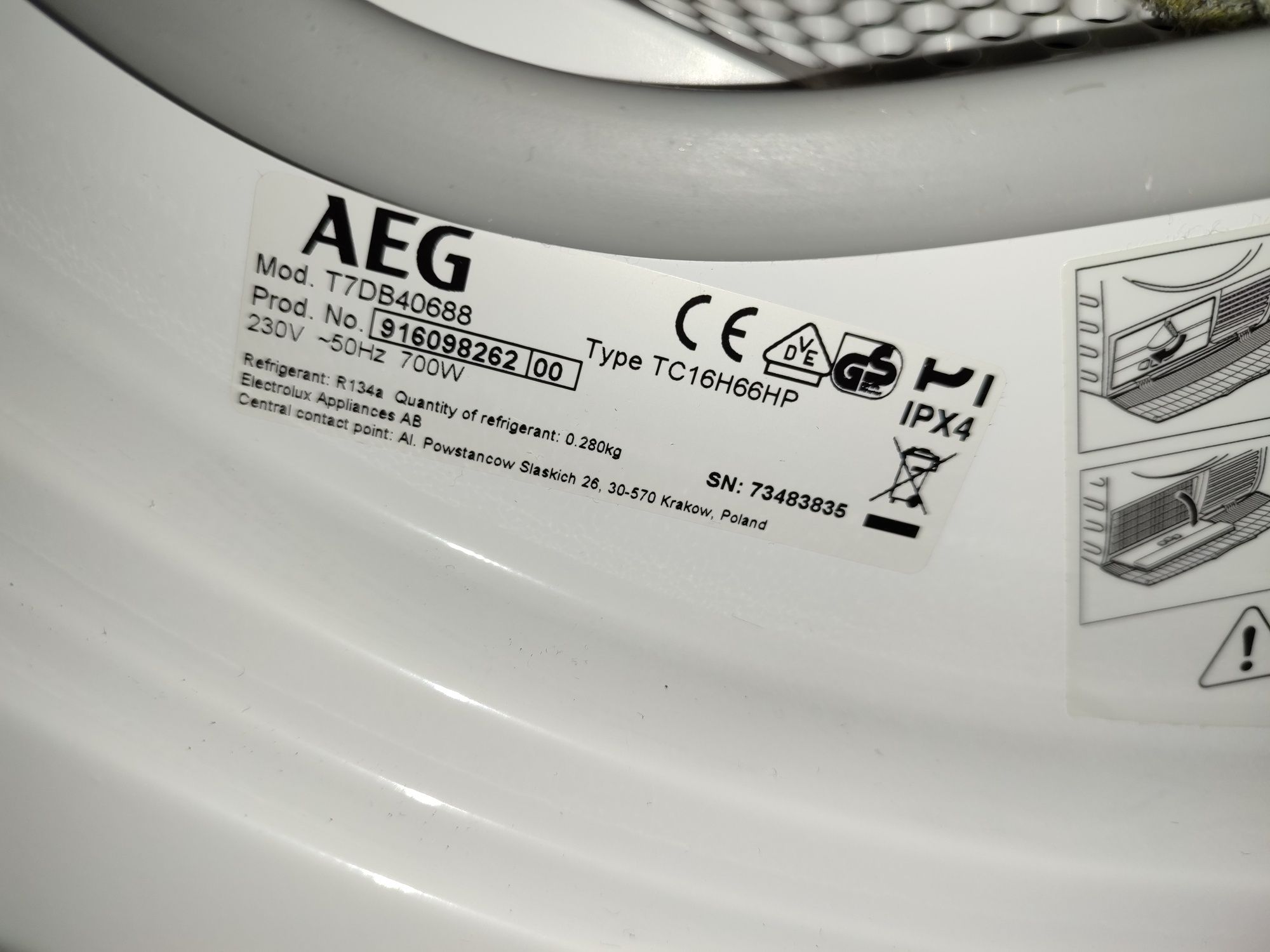 Термопомпена сушилня AEG Lavatherm T7DB40688 - 8кг.енергиен клас  A+++