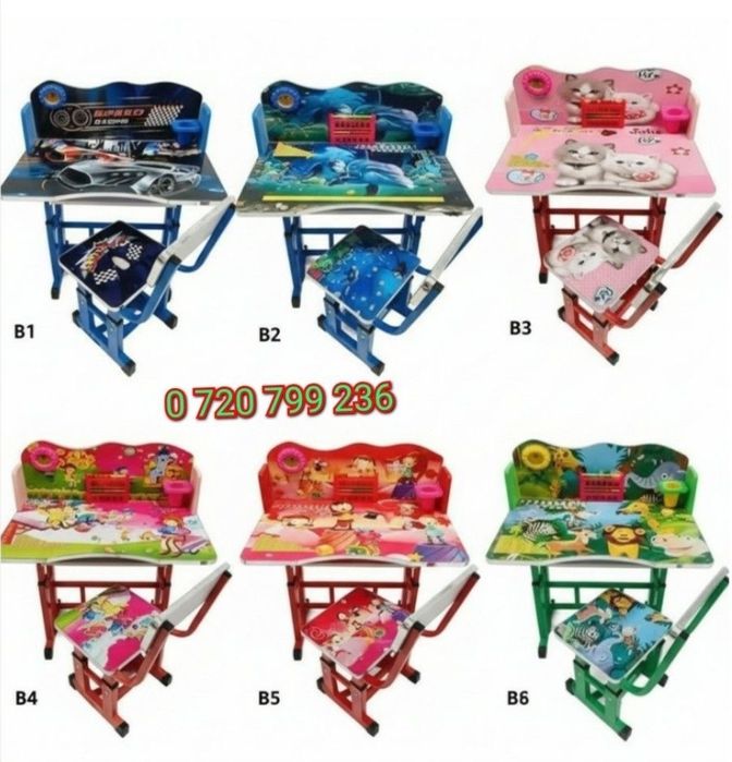 Set copii birou cu accesorii și scaunel,diverse desene