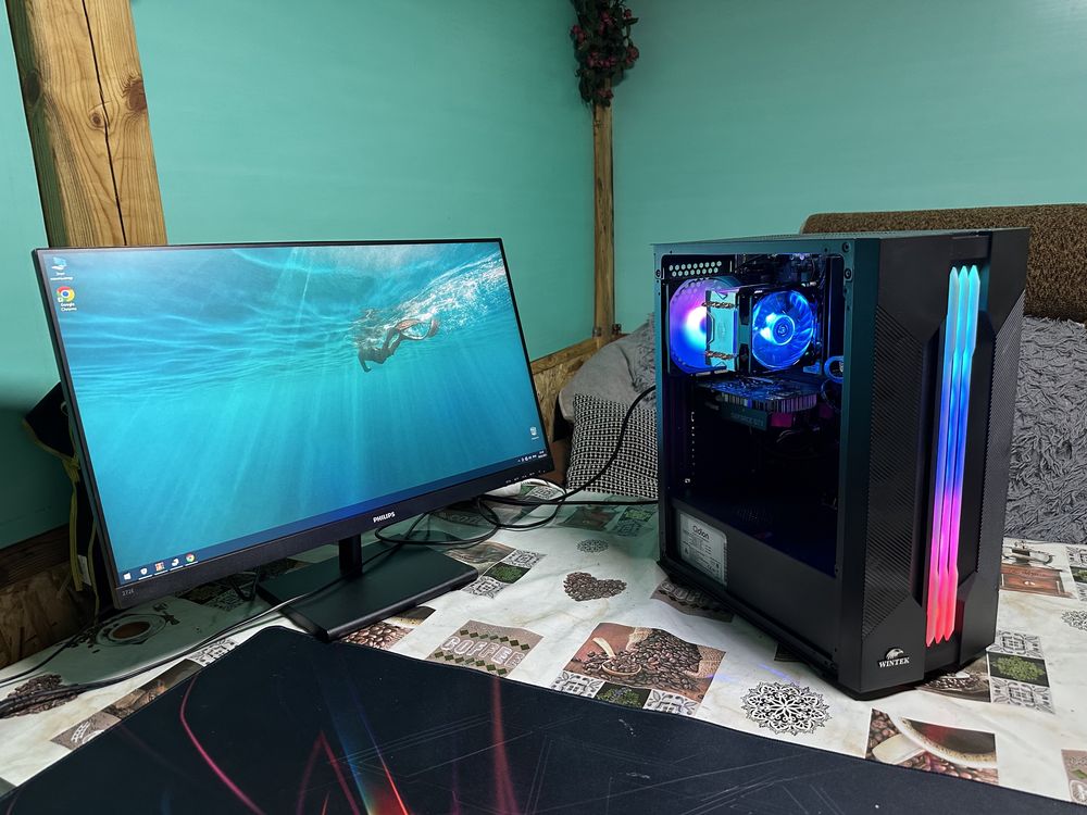 Игровой компьютер intel Core i3-10105/16Gb/SSD/HDD/GTX 1650+Монитор 24