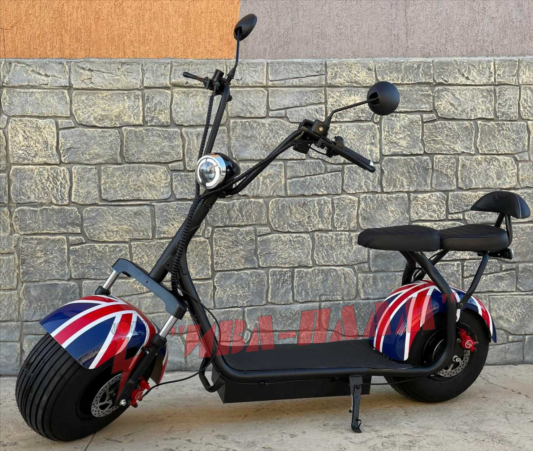 Електрически скутер ’Harley’ 1500W 60V+Bluetooth+Аларма+2024г+ЛИЗИНГ
