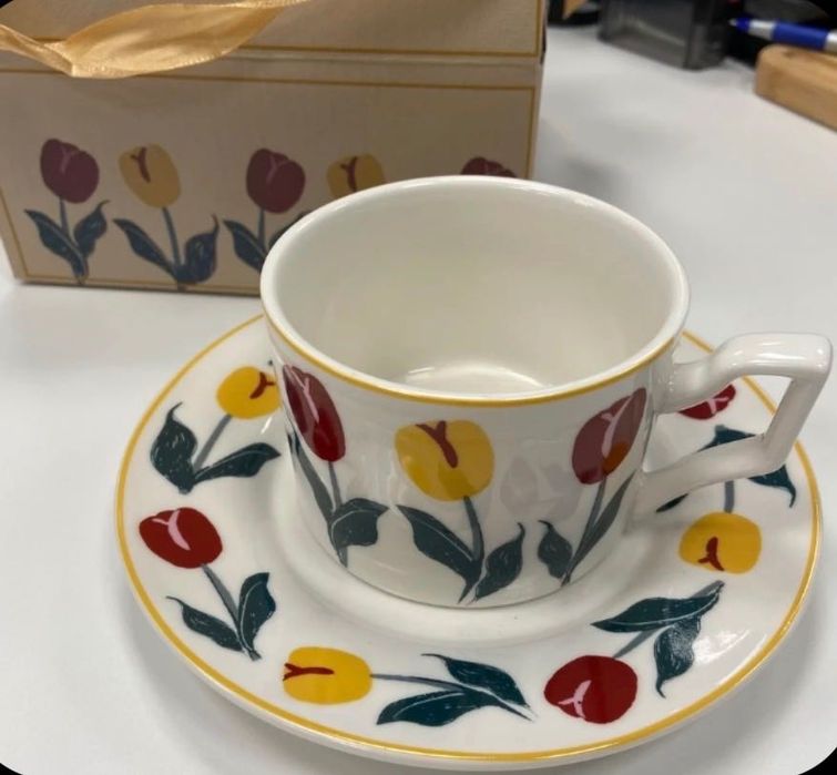 Новый чайный набор чашка с блюдцем