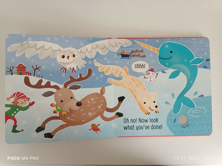 Carte senzoriala și cu sunete Usborne Don't tickle The Reindeer! Nouă