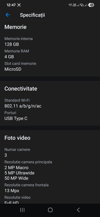 Vând telefon Samsung Galaxy A14, Dual SIM, 4GB RAM, 128GB, 4G, Silver