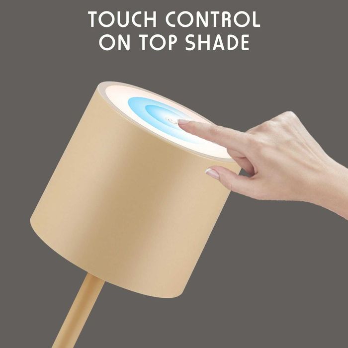 Безжична настолна LED лампа BKZO, IP54 алуминиева, бяла и сива