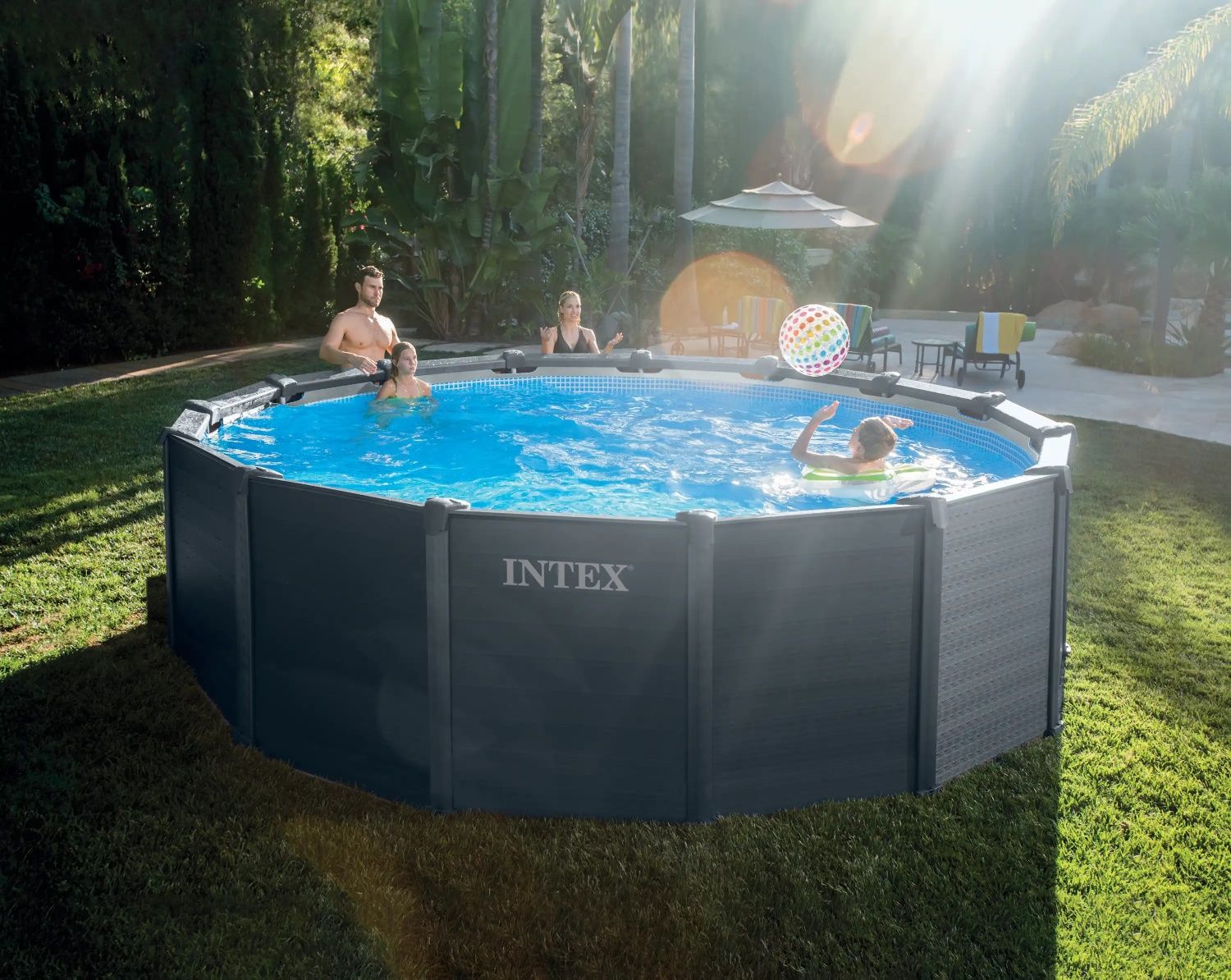 Нов! Басейн с плоскости графит - 478см х 124см - Intex
