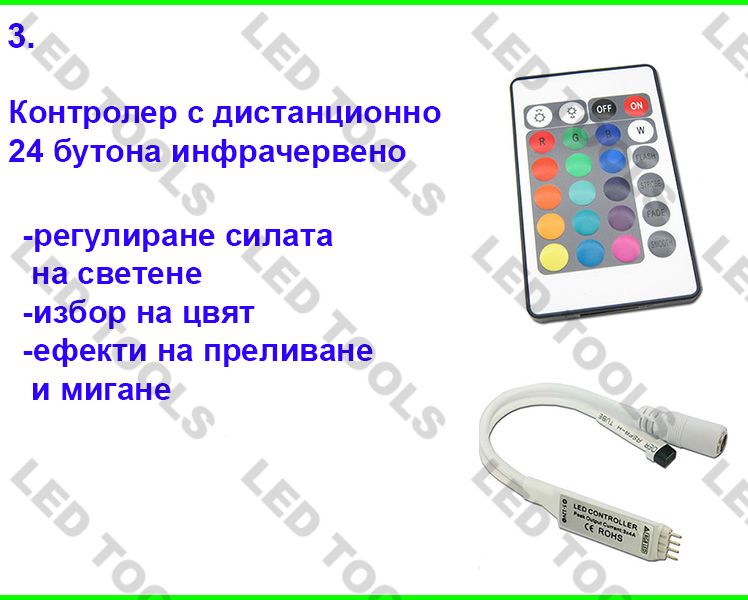Контролери за ЛЕД ленти едноцветна и RGB LED лента за осветление