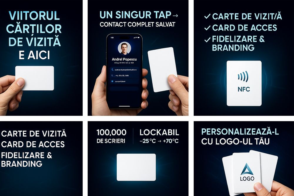 Set 10 CARDURI NFC TAG 215 - ALBE - Carduri de vizita/acces