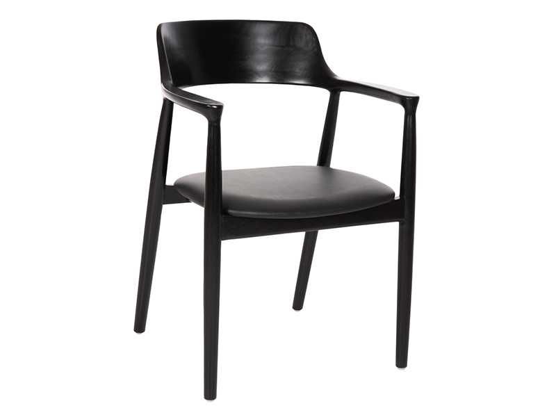 Трапезен стол HM9634.02, Махагоново дърво, Еко кожа, 58x53x80H