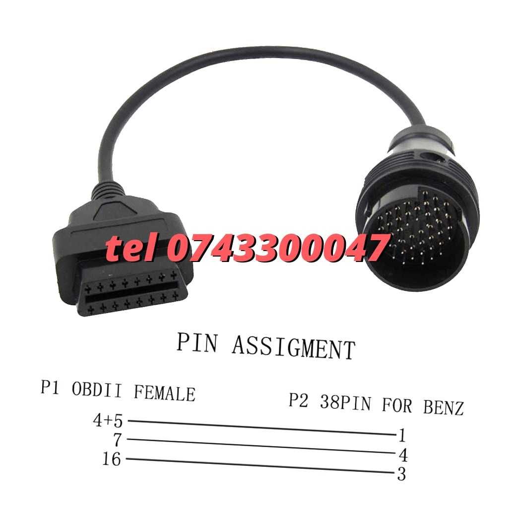 Cablu Adaptor Iveco Daily 38 Pin La Obd2 Pt Autocom Delphi Wurth