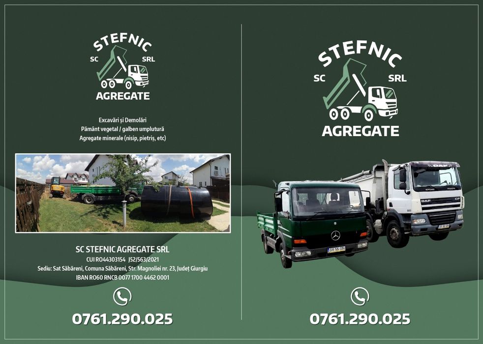 Prestări servicii (nisip pietriș pământ vegetal defrișări, demolări)