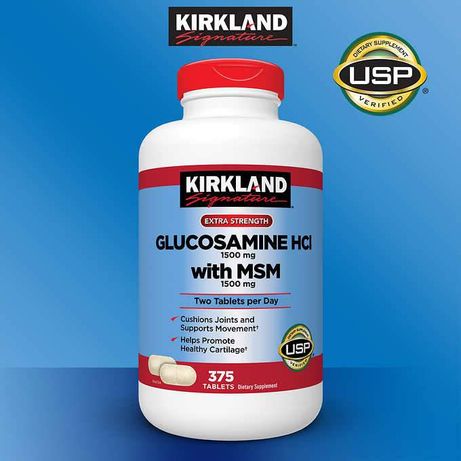 Глюкозамин HCI 1500мг + МСМ 1500мг, Kirkland Signature, 375 таблеток