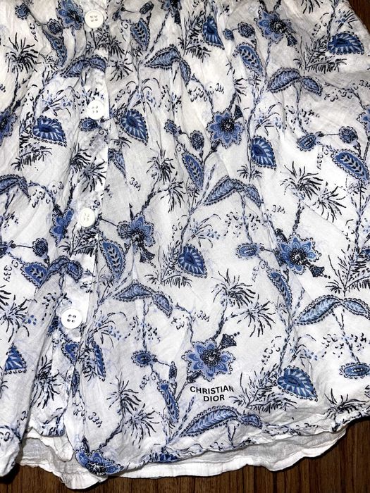 пола набрана къса памучна  кристиан диор бяла синя christian dior