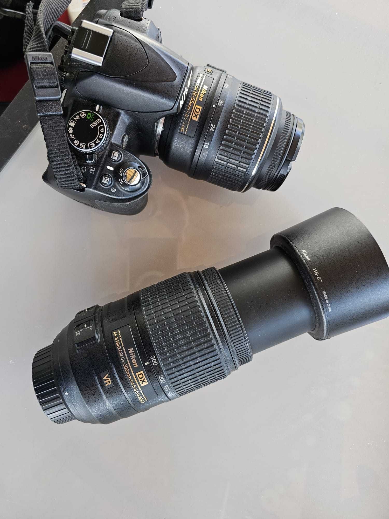 Nikon D3100+Obiectiv 18-55mm+Obiectiv 55-300m+Geanta-Stare Foarte buna