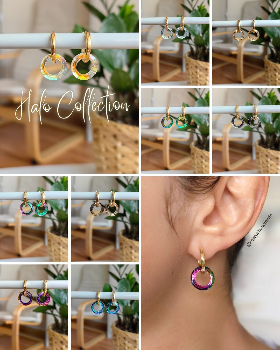 Обеци Halo Collection 14k позлата и кристали