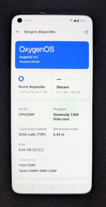 Oneplus Nord 2T 5G 128 GB stare foarte buna, garantie