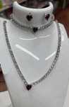 Set tennis inima rosie cercei bratara colier cristale tip Swarovski