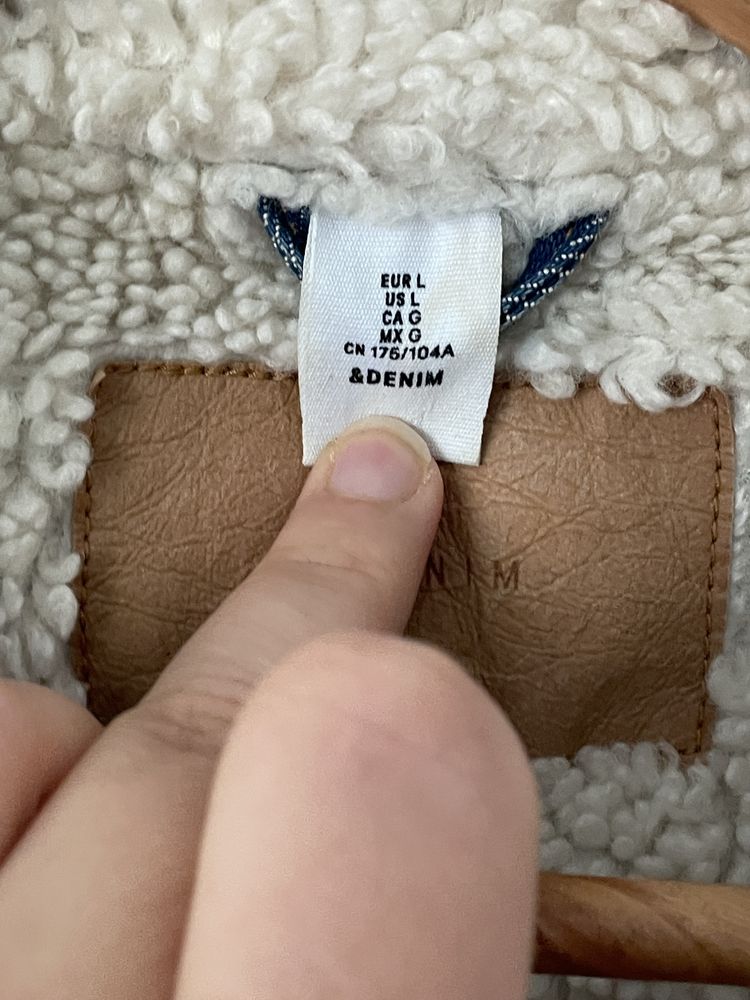 Jacheta denim prespalat cu plus/blana interior H&M