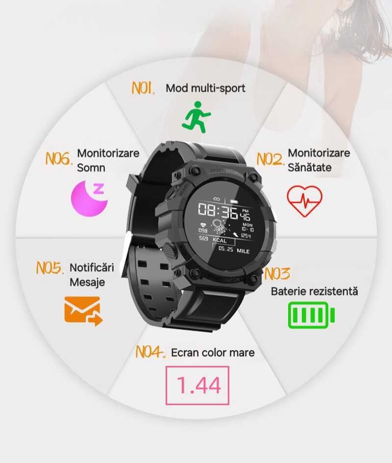 Smartwatch sport cu funcție fitness, somn, mesaje