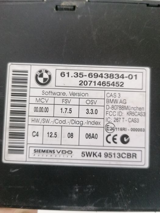 Modul Calculator CAS 3 BMW E90 E91 E92 E87 Seria 1 Seria 3