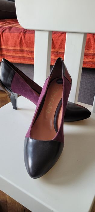 Pantofi cu toc, piele întoarsă mov masura 36