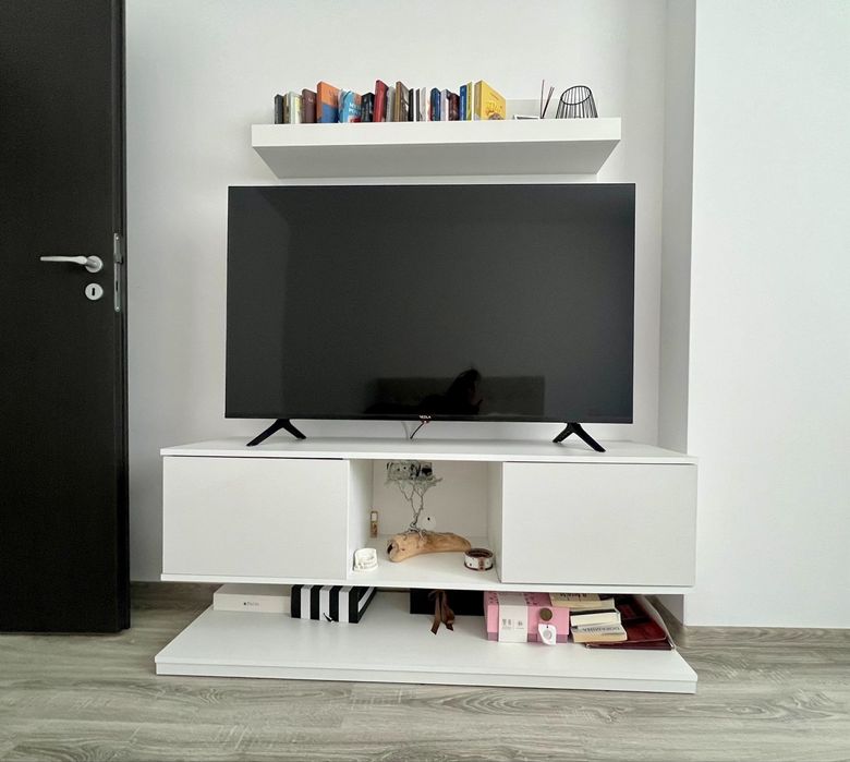 Comoda TV suspendata alba din PAL