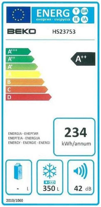 Lada frigorifica noua Beko HS23753 ClasaA++, 350Lit., perete triplu