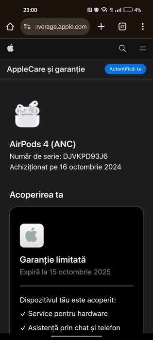AirPods 4 ANC – Noi, Sigilate, Originale, cu Factură