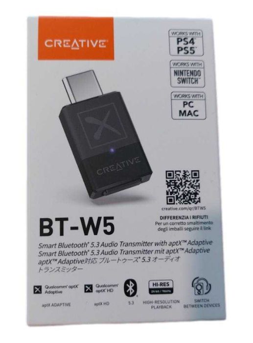 Adaptor Audio Bluetooth 5.0 Creative BT-W3 - PS4, PS5, Switch, PC, MAC