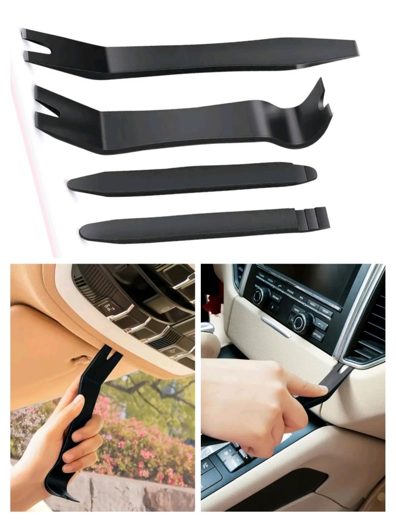 Set 4 unelte auto demontare, portabile, ergonomice, PP, negru