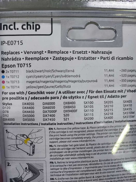 Set 5 cartușe cerneală compatibile Epson T0711-T0714, cu chip